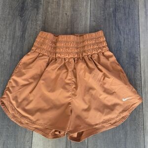 Nike One Women's Dri-Fit Ultra High Waisted Orange Athletic Shorts